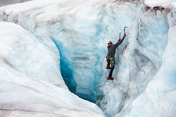 Wonderlust ice climbing in crevasse