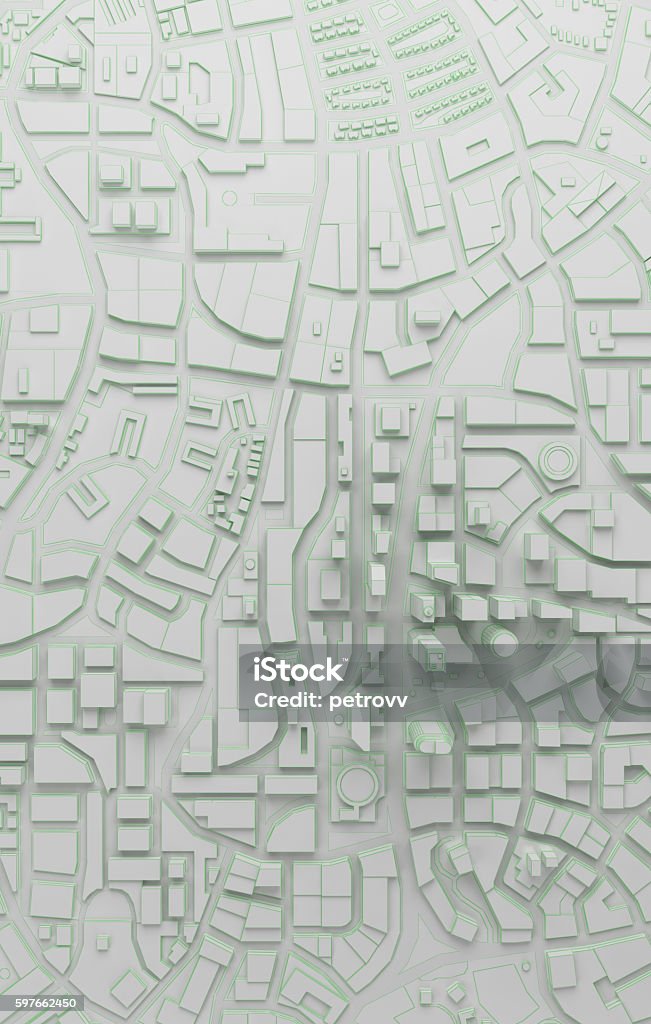 Low Poly Stadt-Top-Ansicht. 3D-Rendering - Lizenzfrei Stadt Stock-Foto