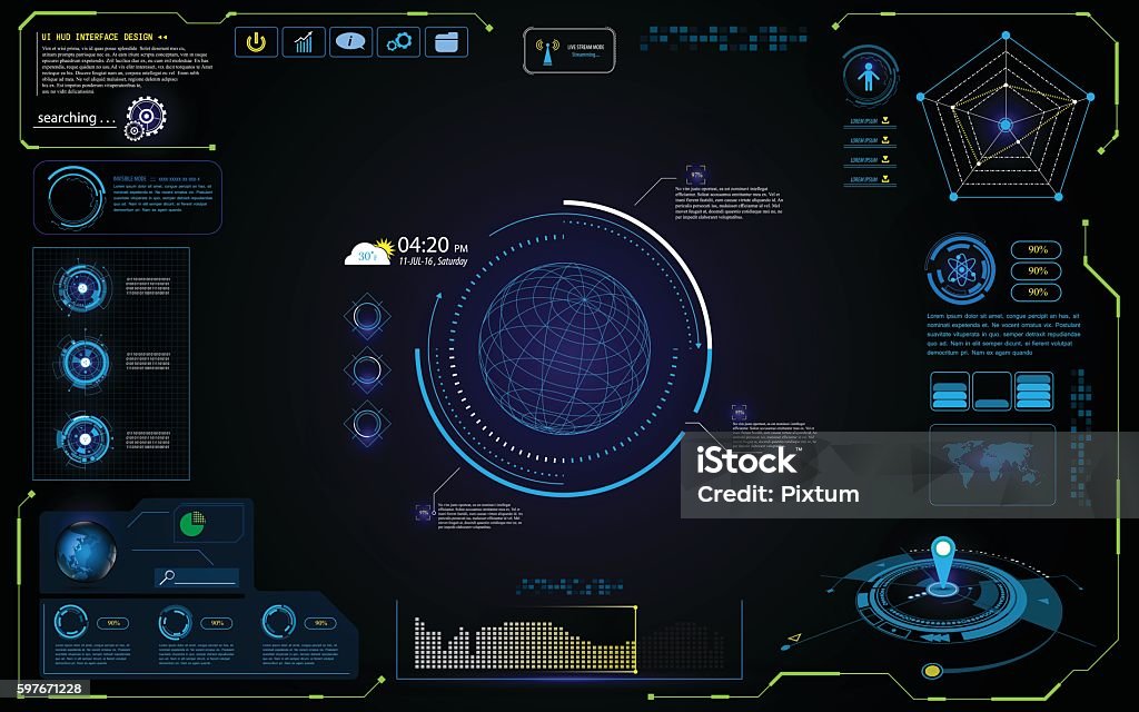 UI futuristic hud interface interactive visualization sci fi concept design UI futuristic hud interface interactive visualization sci fi concept design eps 10 vector Graphical User Interface stock vector