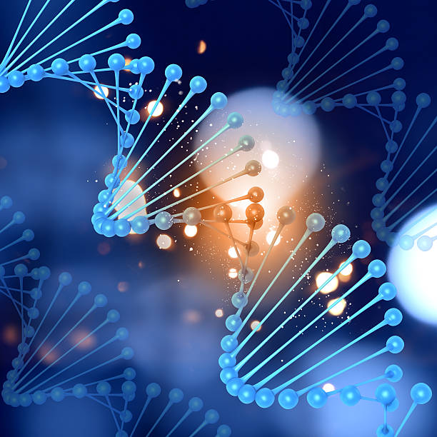 istock 3D medical background with DNA strands 597673426