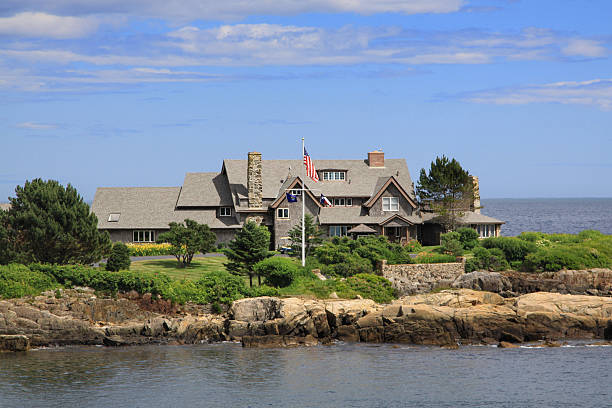 presidente bush compound, kennebunkport, maine. - george w bush - fotografias e filmes do acervo