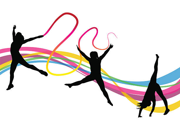 발레 리듬 - silhouette ballet arms outstretched gymnastics stock illustrations