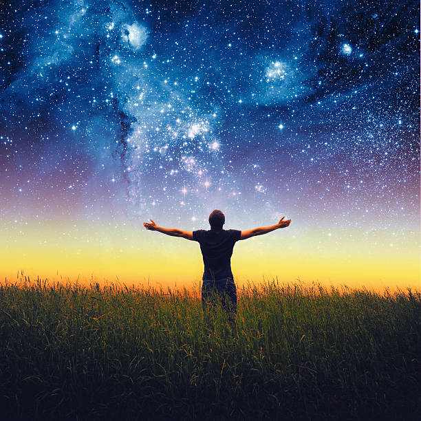 istock Man silhouette . Elements of this image furnished by NASA 597926878