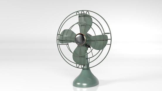 Old fan, vintage ventilator isolated on white background, 3D illustration