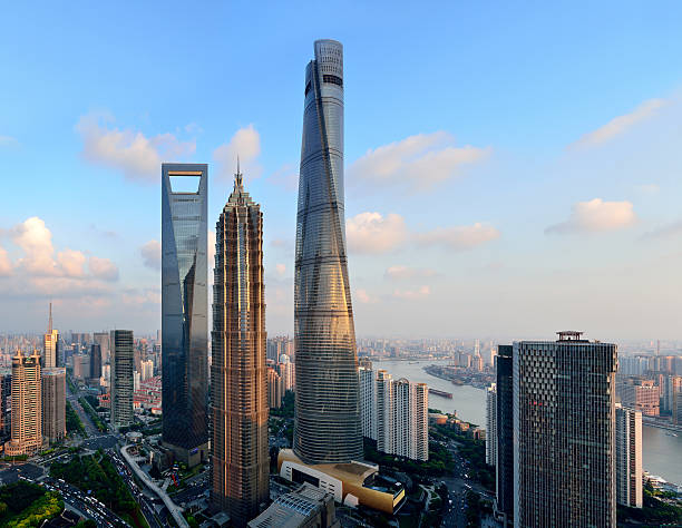 istock Three Landmark Skyscraper at sunset, Shanghai 597935054