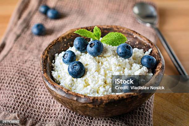 Fresh Cottage Cheese With Blueberry Stock Photo - Download Image Now - Appetizer, Beige, Berry Fruit