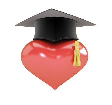 Heart sign graduation hat 3d Illustrations