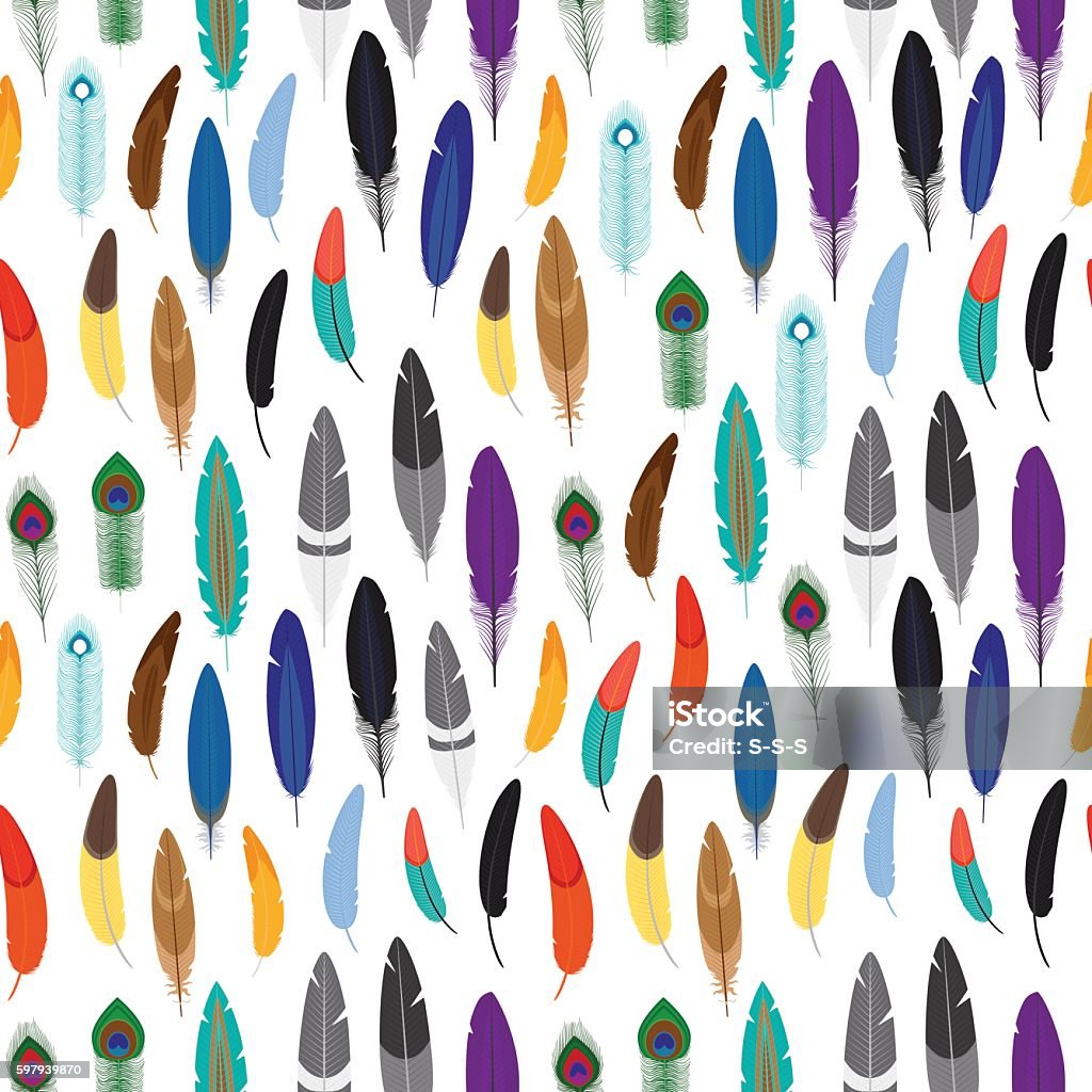 Simple Eye Feather Pattern Vector Vector Feathers Seamless Pattern Stock Illustration - Download Image ...