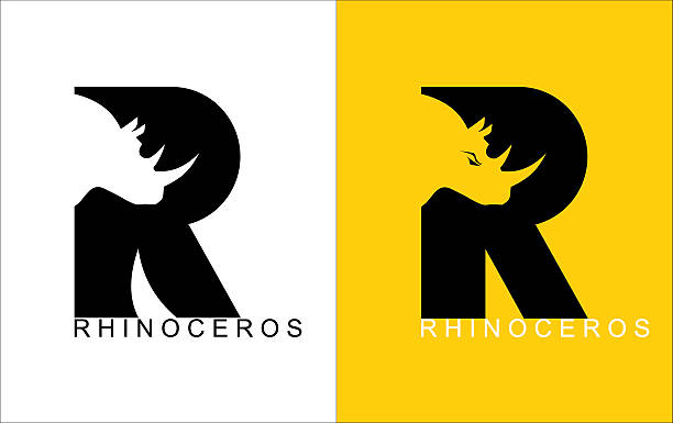 R. Rhinoceros typography vector art illustration