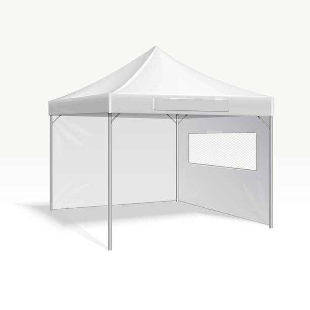 istock Promotional advertising folding tent vector illustration for outdoor event 597943688