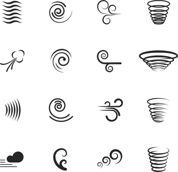 illustrations, cliparts, dessins animés et icônes de jeu d’icônes de vecteur de vent et de mouvement - white background colors striped part of