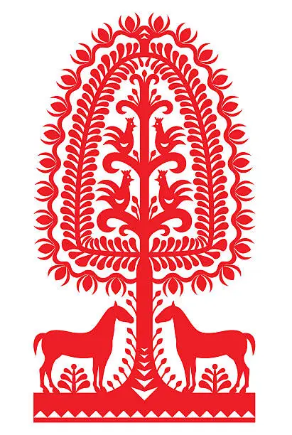 Vector illustration of Polish folk art pattern - Kurpie Papercuts