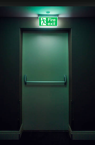 Emergency Fire Exit Door Emergency Fire Exit Door door fire exit sign swinging doors fire door stock pictures, royalty-free photos & images