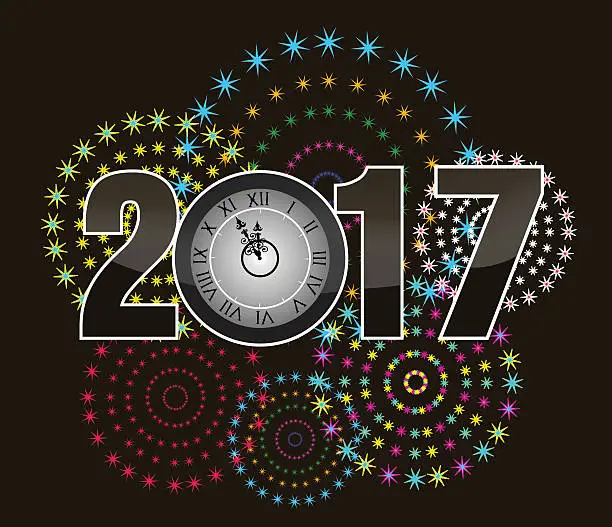 Vector illustration of Vector illustration of Colorful fireworks. Happy new year 2018 theme