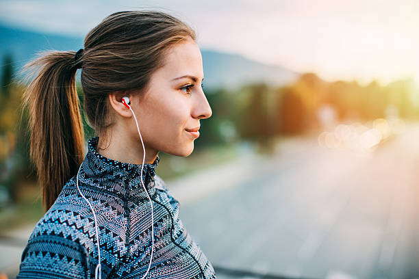 istock Close up side view of young sportswoman 597949984