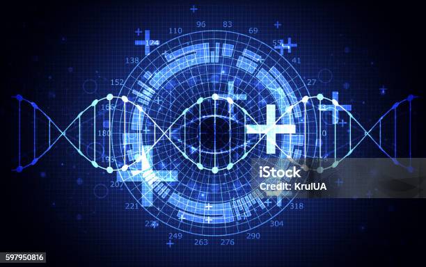 Science Template Blue Wallpaper Or Banner With A Dna Molecules Stock  Illustration - Download Image Now - iStock