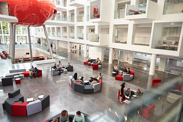 istock Students in a modern university atrium, view from mezzanine 597957798
