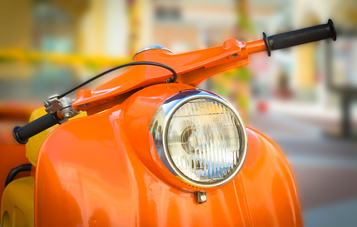 Orange Motorbike Head Light close up