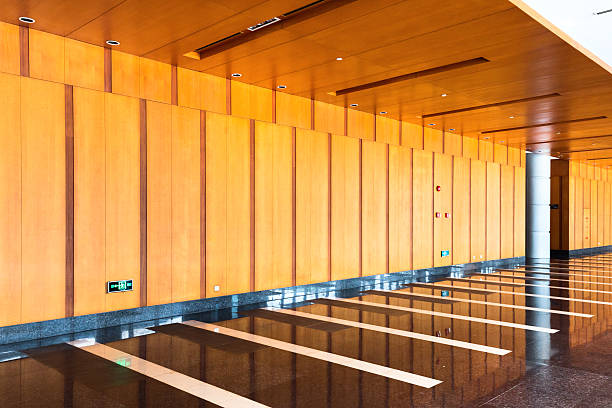 istock interior of corridor with wood wall 597959468