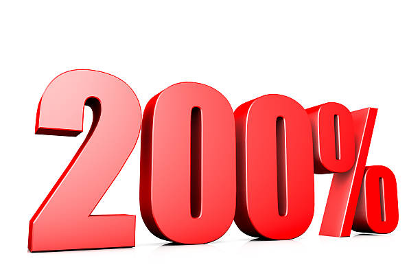 istock 3d illustration sign of 200% 597959552