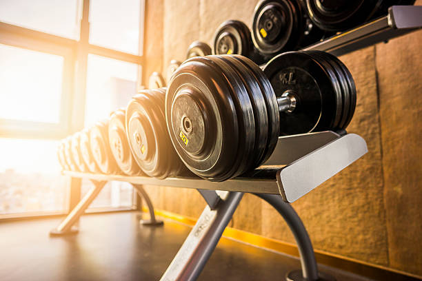 Fitness room in the morning stock photo