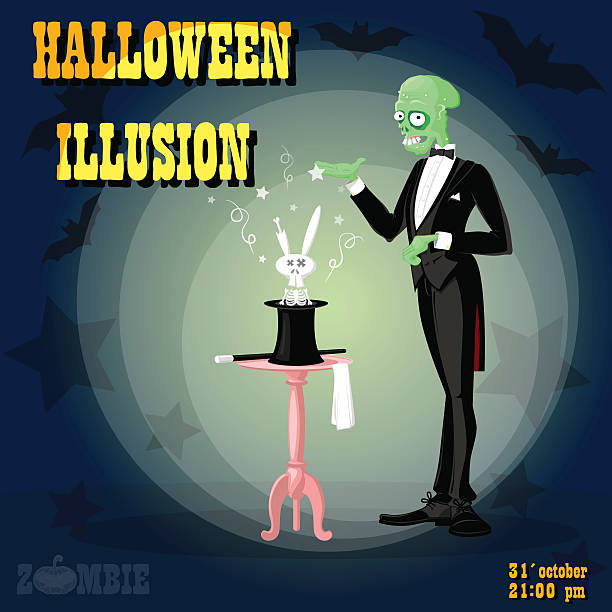 halloween tło. ładny elegancki rysunek zombie w zabawnym stylu kreskówki - human face silhouette animal eye human eye stock illustrations