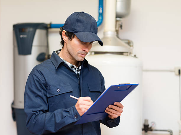 istock Hot-water heater service 597962972