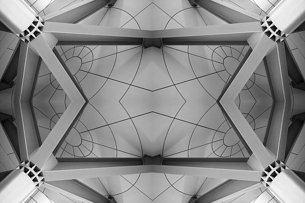 istock Ceiling with supporting metal girders. Abstract fragment of hi-tech architecture. 597963500