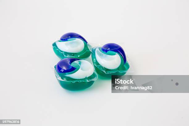 Capsules With Laundry Detergent On A White Background Stock Photo - Download Image Now