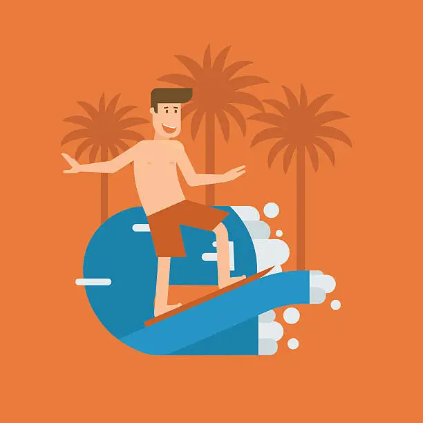 Vector illustration of Surfing Man Poster