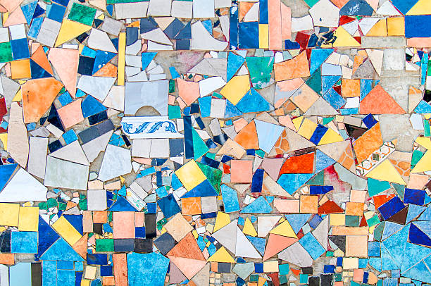 istock Lot broken tiles on the wall texture background 597966254