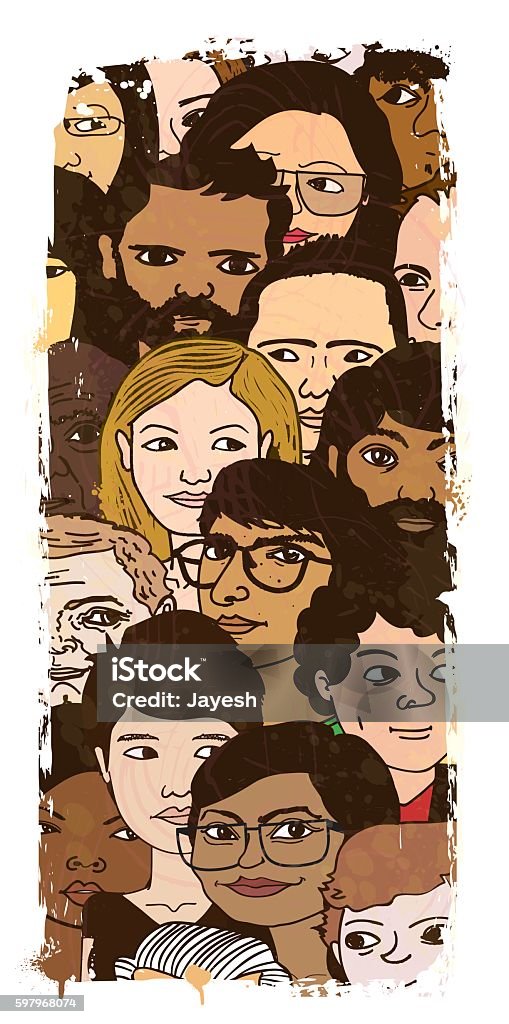 Large Group of People Illustration A vertical illustration of a large group of people City stock vector