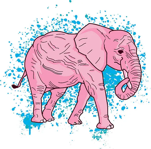 Vector illustration of Pink Elephant On Spray Paint