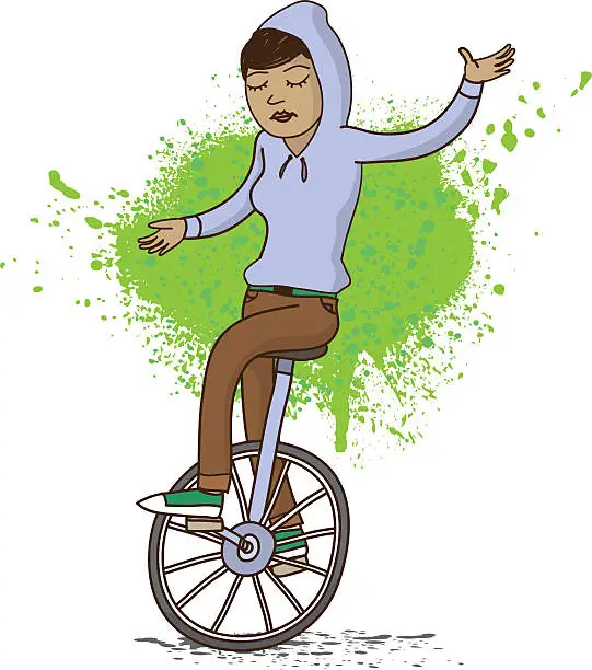 Vector illustration of Girl on Unicycle Illustration