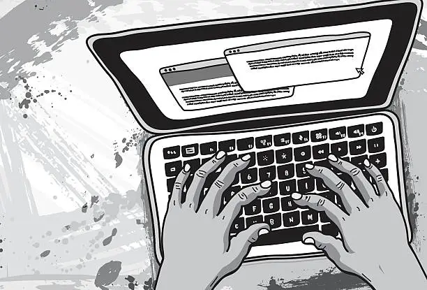 Vector illustration of Typing on Laptop Illustration