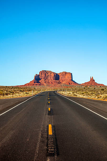 View towards Monument Valley from the US Route 163 in Utah.
