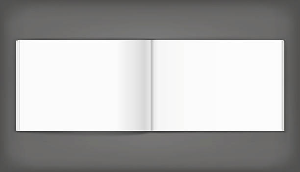 Blank of open album on grey background. Template - ilustração de arte vetorial