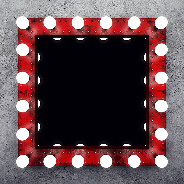 Steampunk makeup mirror Steampunk makeup mirror on the concrete wall. 3D rendering theatre mirror stock pictures, royalty-free photos & images