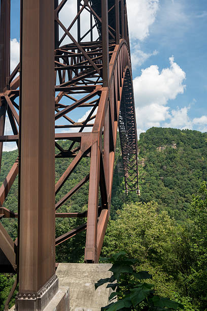 Detail of the structure of the girders of the high arched New River Gorge bridge in West Virginia