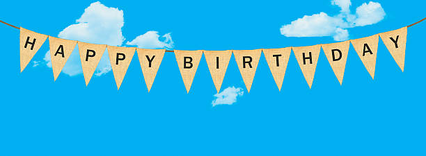 individual cloth pennants or flags with happy birthday - pennant flag party old fashioned imagens e fotografias de stock