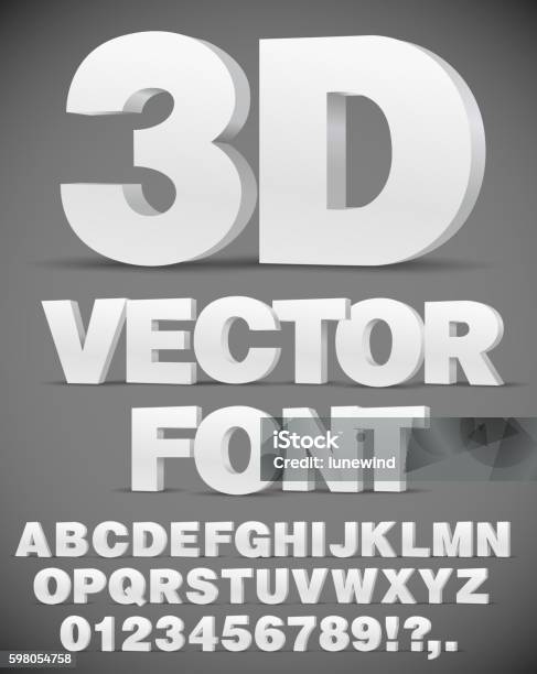 Vector 3d Font Stock Illustration - Download Image Now - Three Dimensional, Text, Number