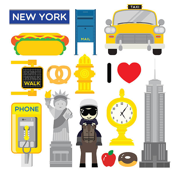 뉴욕 2 - yellow taxi stock illustrations