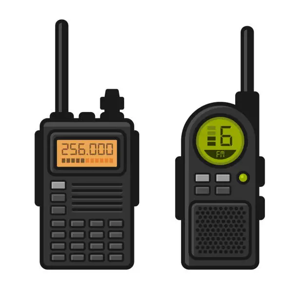 Vector illustration of Radio Set Transceiver with Antenna Receiver. Vector