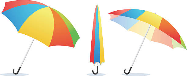 ilustraciones, imágenes clip art, dibujos animados e iconos de stock de rainbow con sombrilla  - rainbow umbrella descriptive color multi colored