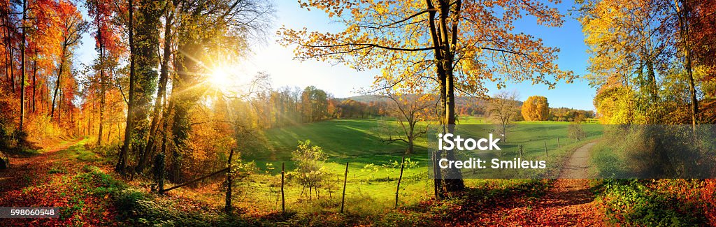 Splendido panorama paesaggistico in autunno - Foto stock royalty-free di Paesaggio