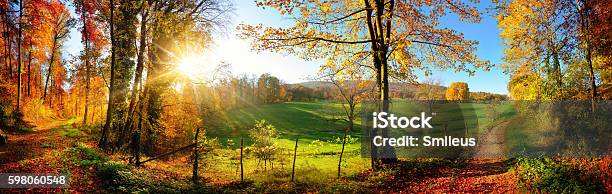 Gorgeous Landscape Panorama In Autumn Stock Photo - Download Image Now - Landscape - Scenery, Autumn, Scenics - Nature