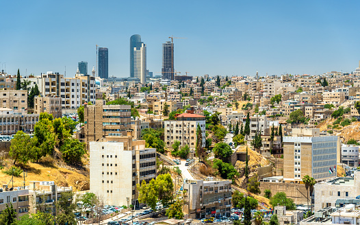 Cityscape of Amman downtown with skyscrapers at background - Jordan
