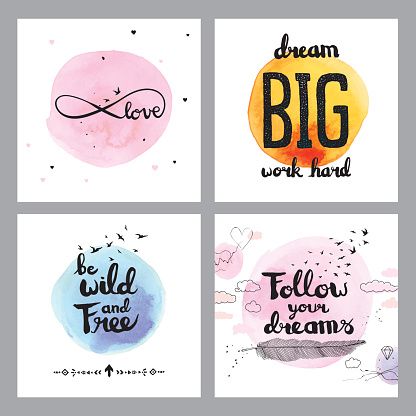 Editable vector set of illustrated quotes on layers.