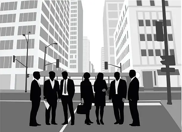 Vector illustration of Business Crowd Downtown Core