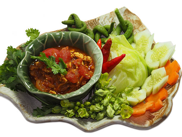 istock Thai chilli dip north local style with Vegetable. 598067298
